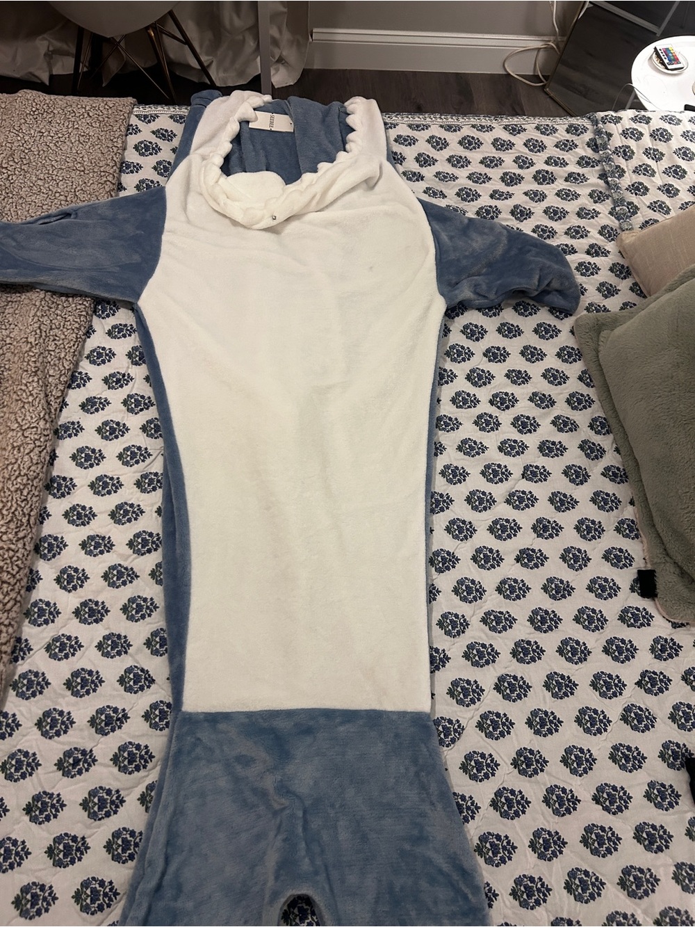 Blue and White Plush Onesie Sleep Sack